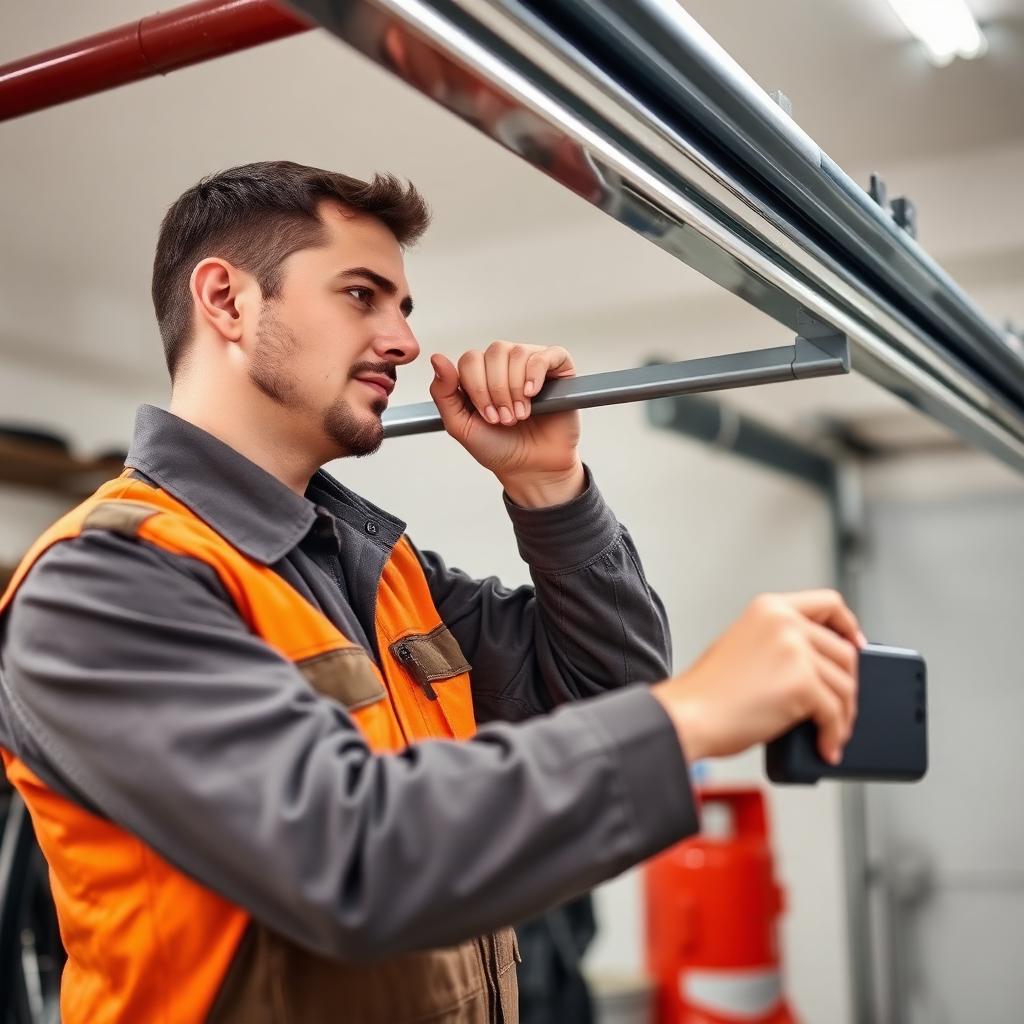 Professional garage door technician performing repair service in South Windsor CT